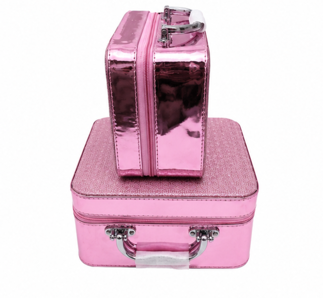 Metallic Pink Vanity Case Set of 2 - Side Profile