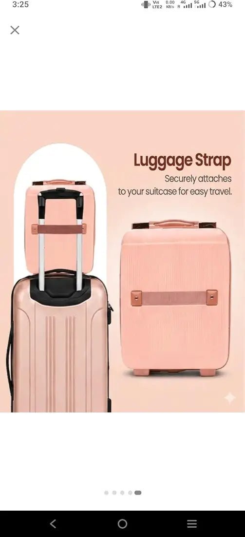 Compact Vanity Case Travel Box, 25x25x15 cm,Peach - BlushBox Co