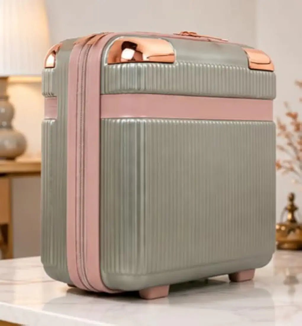Hardshell Carry-On Vanity Case, Sage Green with Rose Gold Accents - BlushBox Co