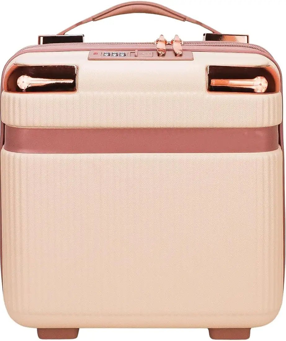 Luxury Cosmetic Vanity Case with 3-Digit Combination Lock, Cream - BlushBox Co