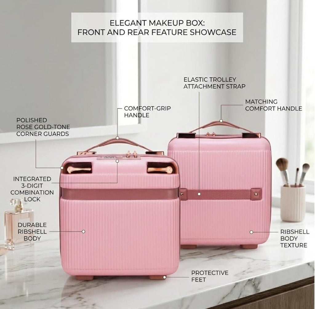 Pink Luxe Hard-Shell Travel Vanity Case – Rose Gold Edition - BlushBox Co