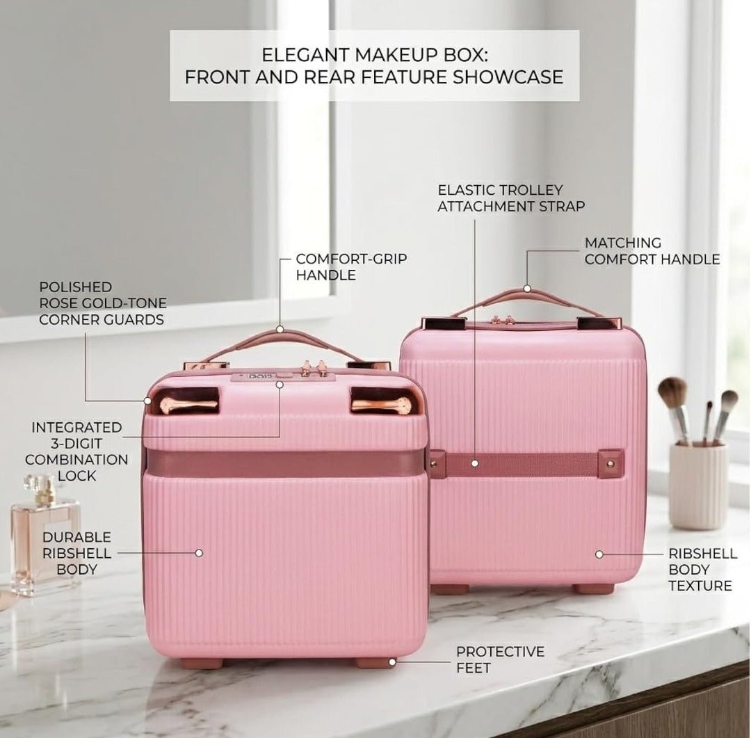 Pink Luxe Hard-Shell Travel Vanity Case – Rose Gold Edition - BlushBox Co