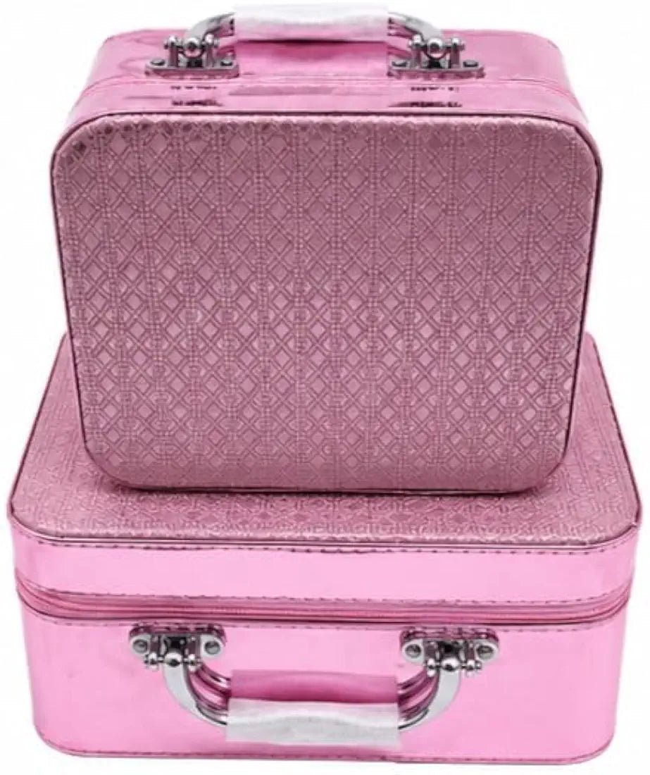 Pink Metallic Makeup & Jewellery Storage Box, Combo of 2 - BlushBox Co