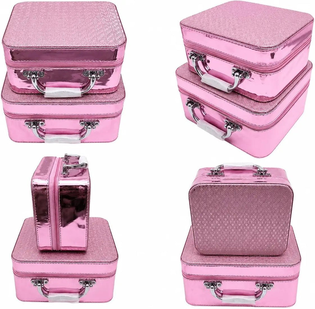 Pink Metallic Makeup & Jewellery Storage Box, Combo of 2 - BlushBox Co